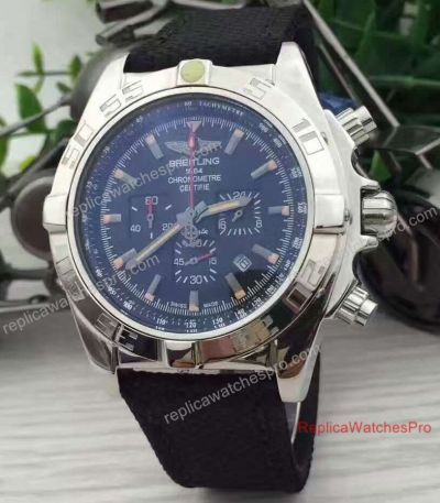 Low Price Replica Breitling Chronomat Watch SS Black Rubber Band On Sale